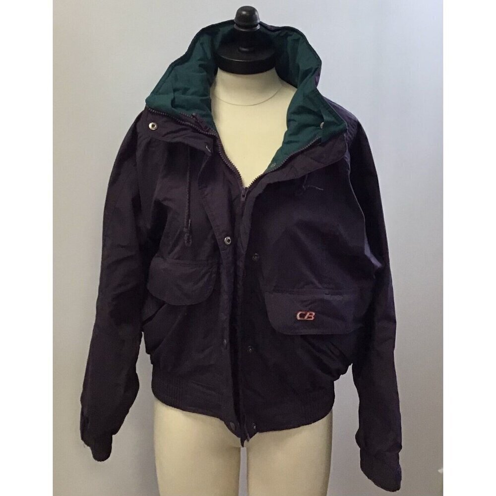 Vintage Womans CB Sports Winter Purple and Teal Shell With Hood Size Medium